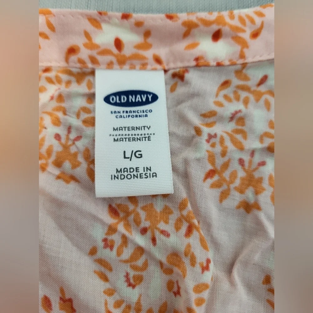 Maternity-Gap Orange Floral Tank Top, Size Large - Picture 3 of 4